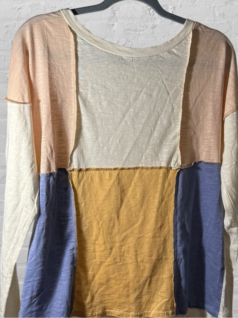 BiBi Colorblock Long Sleeve Top - Peach, Cream, Mustard, Periwinkle